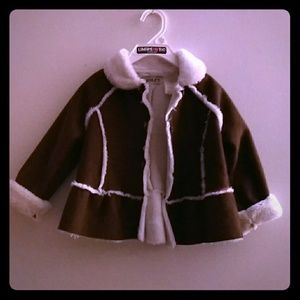 Girls Brown Suede & Fur Jacket